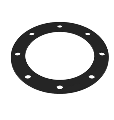 A black gasket is shown on the bottom of a white background.