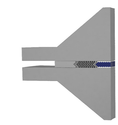 A computer rendering of an airplane with the tail section folded down.