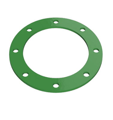 A green gasket is shown on a white background.